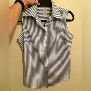 Brooks Brothers Striped Sleeveless Button Down Top